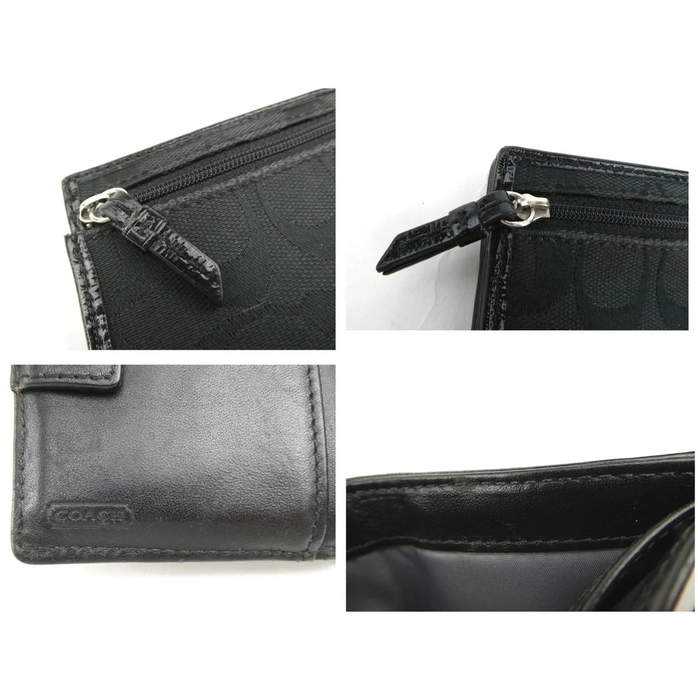 Coach Signature Black Small Bifold Wallet